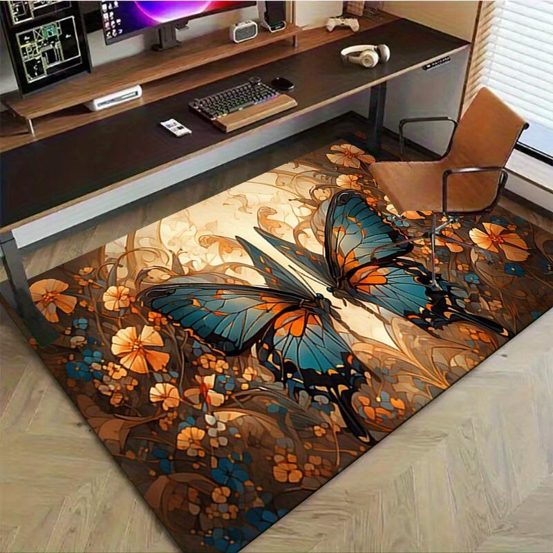 1pc. Butterfly Garden Floral Rug - Home Decor Carpet, Office Mat, Outdoor Rug Gift for Nature Lovers