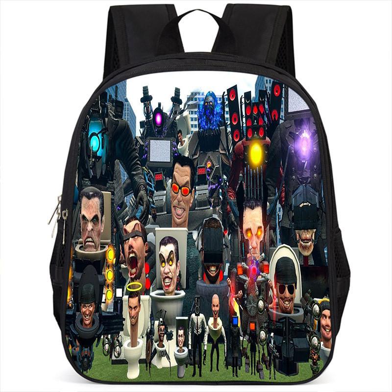 Fashionable Skibidi Toilet Kids Backpack Large Capacity Nylon Bag Unisex Design