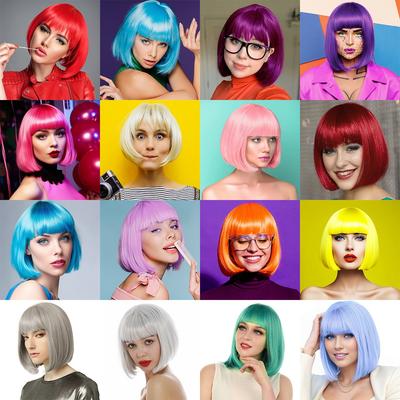 Cosplay Korte Gekleurde Pruik Halloween Kerstmis Kostuumfeest