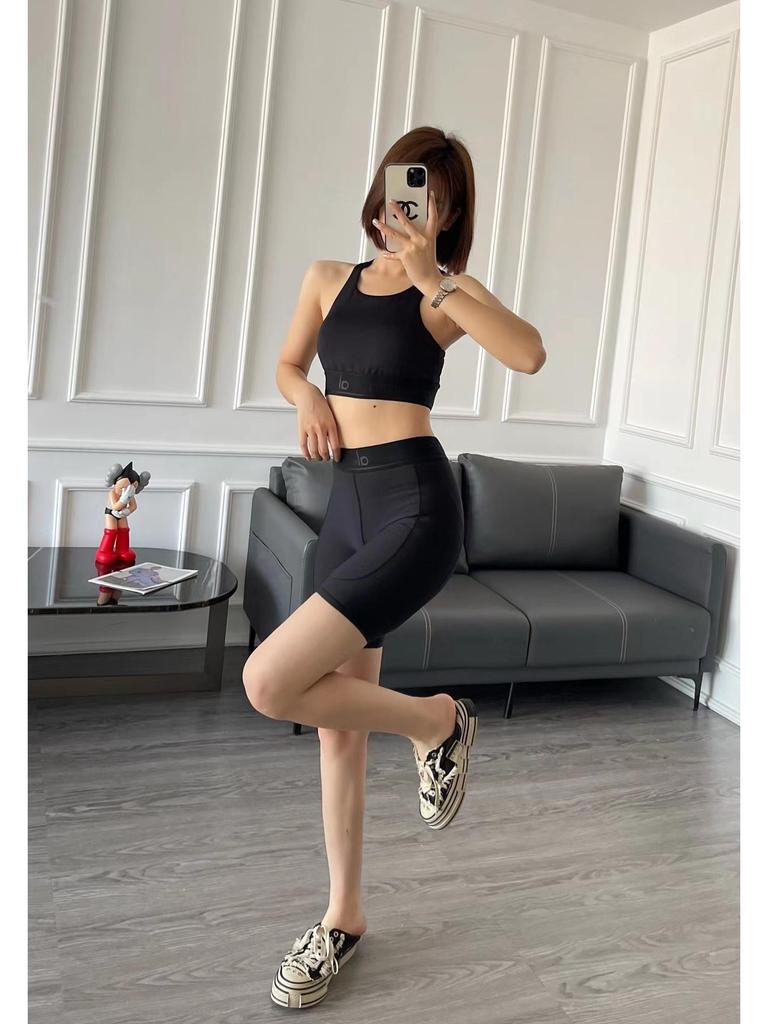 ALO2025 Women's Summer Yoga Set: High-Performance Sports Bra & Cycling Shorts