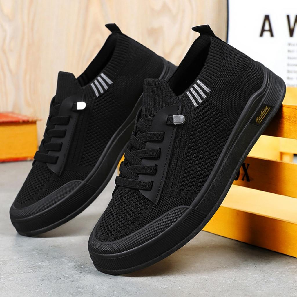 Men's New Fashionable Casual Shoes, Fly Woven Mesh Panel Shoes, One Foot Soft Soled Flat Shoes