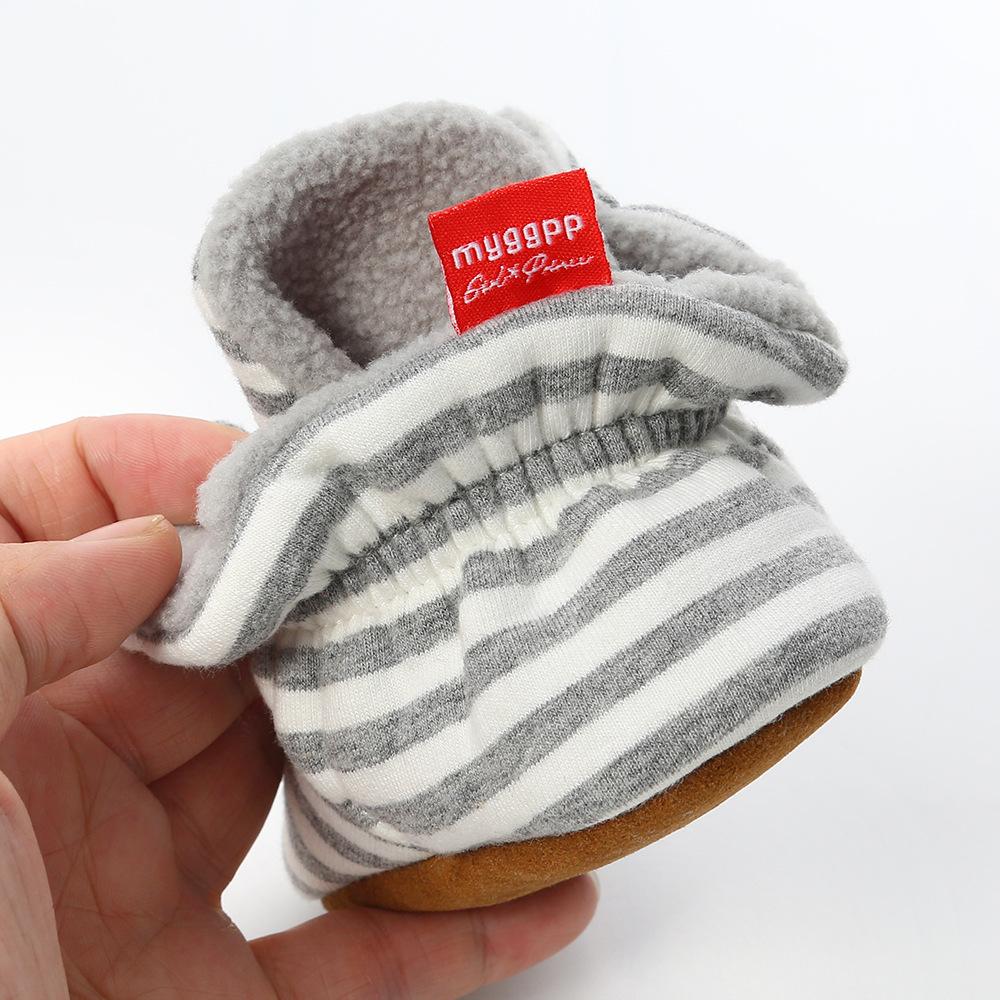 MYGGPP Striped Knitted Fabric 0-1 Years Old Baby Soft Bottom Shoes Baby Shoes Warm Shoes Baby Socks Overshoes