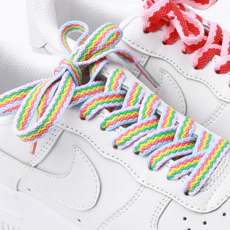 1Pair Sneakers for Shoelaces Original AF1AJ Colorblock Classic Shoe lace Flat Cotton Polyester Shoelace Fashion Sport Shoestring