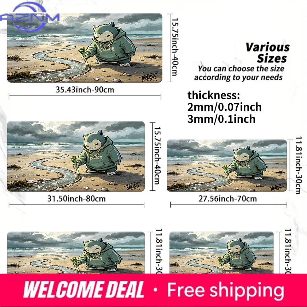 Snorlax Hoodie Beach Gaming Desk Mat NonSlip Washable Mouse Pad 30x80x0.2cm