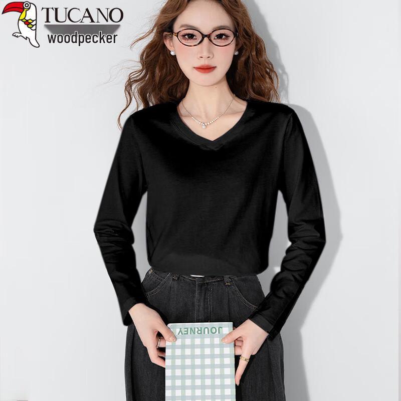 

Woodpecker Women s V-Neck Long Sleeve Cotton Base Layer Top L