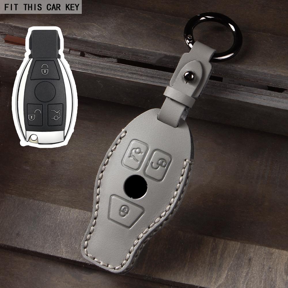 Leather Car Key Fob Case Cover Protector for Mercedes Benz E C G M R S Class W204 W212 W176 GLC CLA GLA AMG Car Accessories