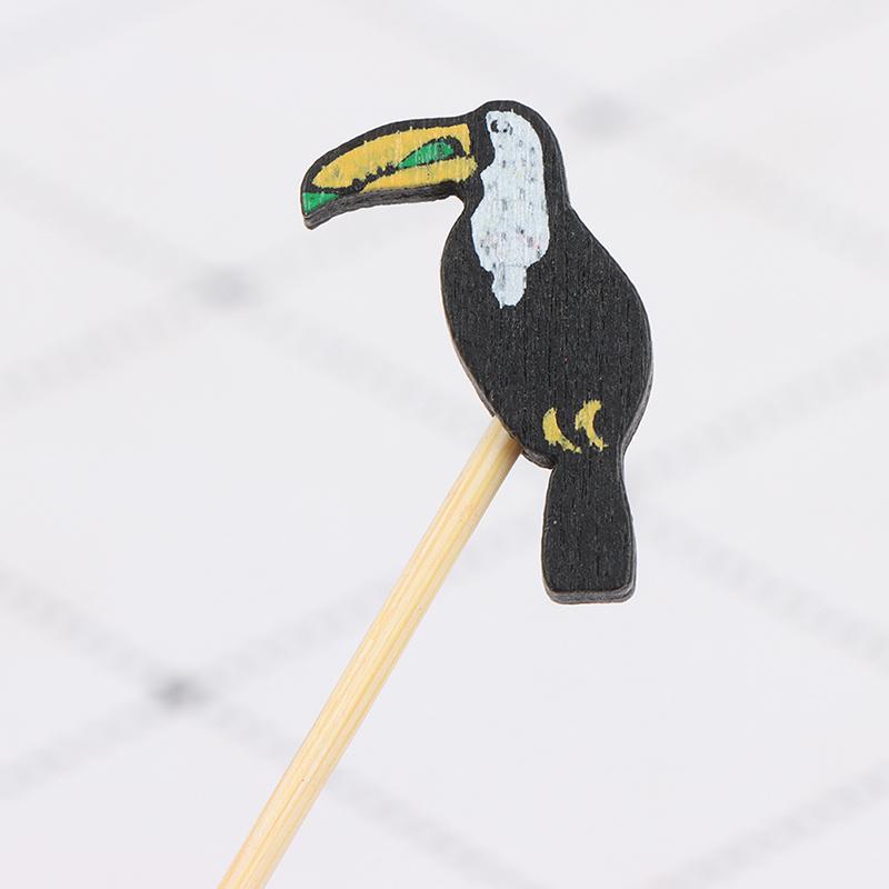 100Pcs Mix Fruit Bamboo Pick Buffet Cactus Leaves Cupcake Fruit Fork Salad Stick