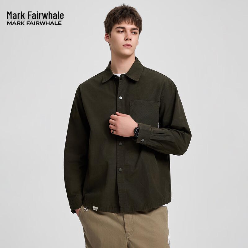 Mark Fairwhale Men's Casual Solid Long Sleeve Shirt
