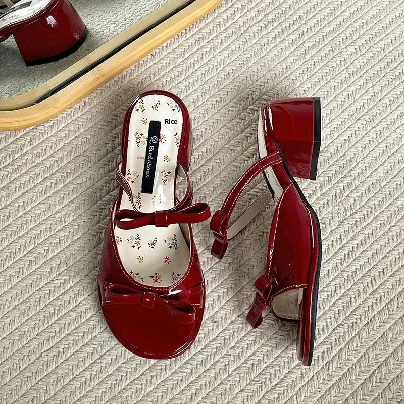 Pink Fairy Tale High Heel Slippers Women's Summer Outdoor Wear New Style Match Skirts Versatile Heightening Sandals