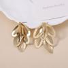 Retro Exaggerated Metal Hollowed-out Leaf Personalized Stud Earrings with a Niche Design Sense for Women