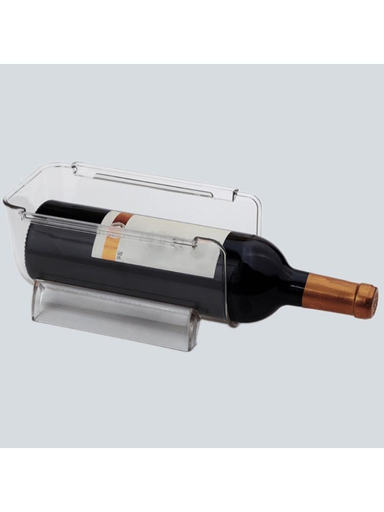 Stackable Wine Bottle Storage Rack Refrigerator Organizer Clear Plastic Shelf