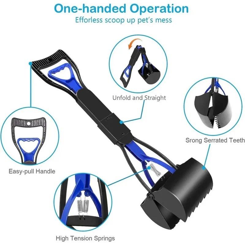 Hundekot-Greifer Pooper Scooper Langer Griff Großes faltbares Design Fäkalien-Schaufel-Picker Fäkalien-Sammler Reinigungswerkzeug Haustierbedarf Hund