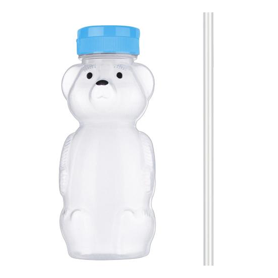 Yousheng 230ml Plastic Bear Bottle Cup with Flip Top Lid Mini Bear Shape Jar Empty Coffee Beer Drink Container for Juice Candy Milk Storing Dispensing