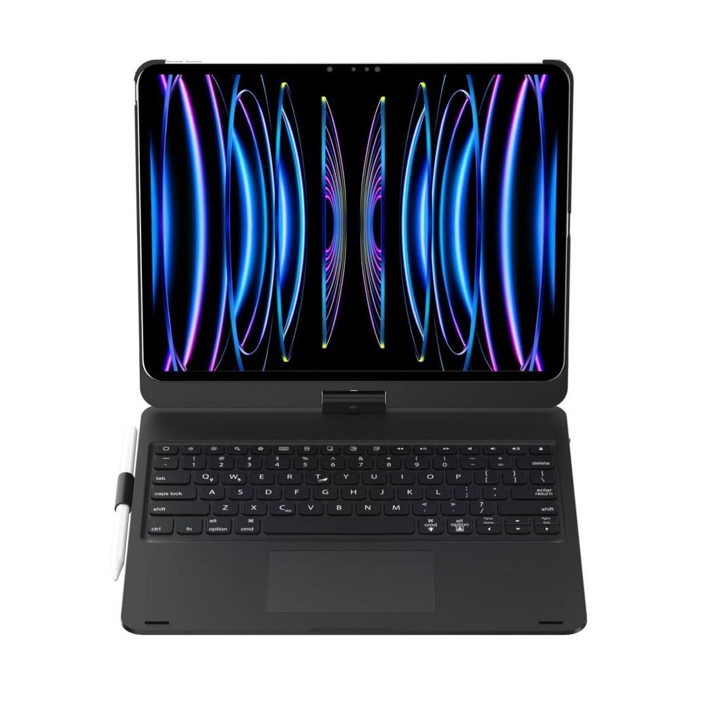 360-Grad drehbare iPad Pro 11 Zoll M4 2024 Tastatur mit Touchpad, iPad Pro 11 M4 Tastaturhülle, Integrierte Hintergrundbeleuchtung, Faltbare Abdeckung, Trackpad, App