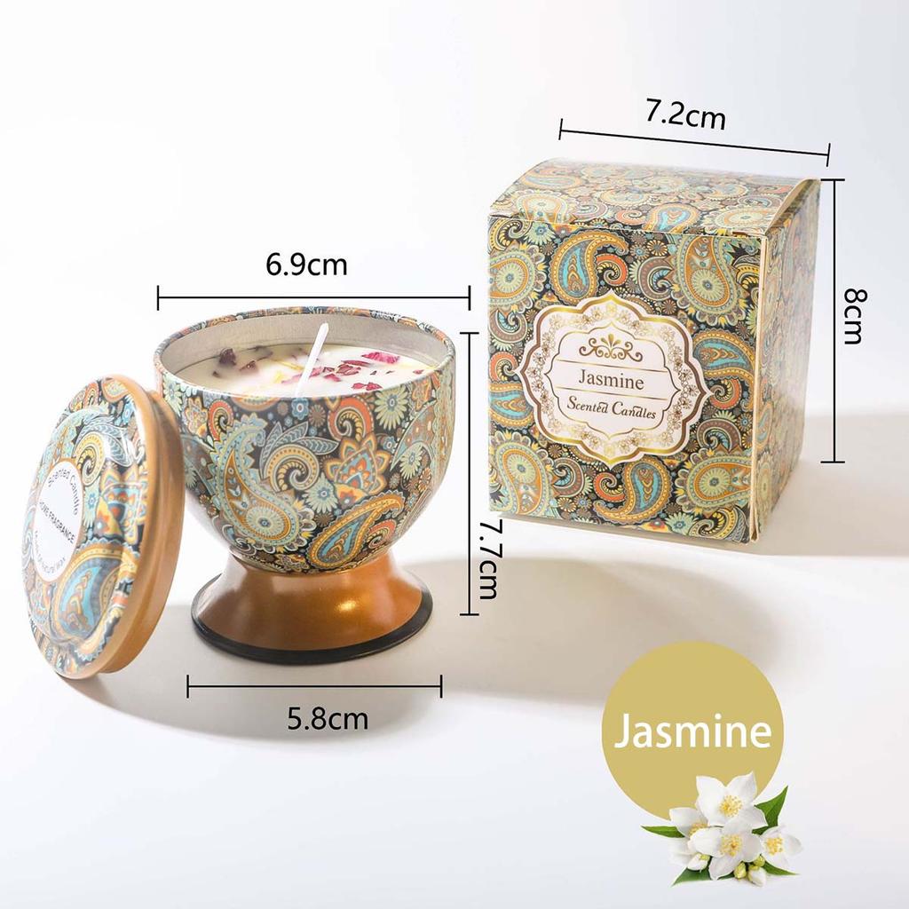 Goblet Design Scented Candle Box Vintage Flower Rose Lavender Candle Jar Soy Wax Fragrance Candles Wedding Birthday Gift Home De