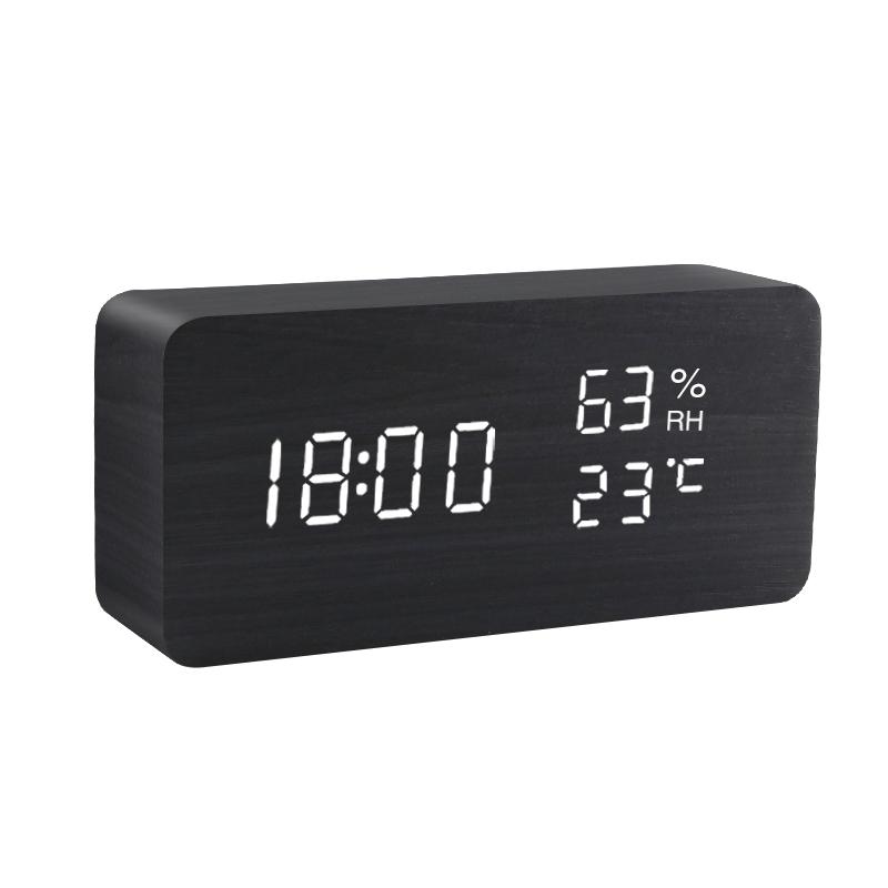 Fashion Alarm Clock LED Wooden Watch Table Voice Control Digital Wood Despertador USB/AAA Powered Electronic Desktop Clocks