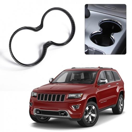 Carbon Inner Gear Shift Cup Holder Cover Trim for Jeep Grand Cherokee 16-21