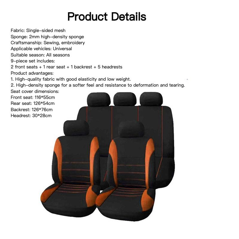 Capas para assento de carro Conjunto completo Protetor de assento de carro Capas para assento de carro Tecido de poliéster Universal Serve para a maioria das capas de carros