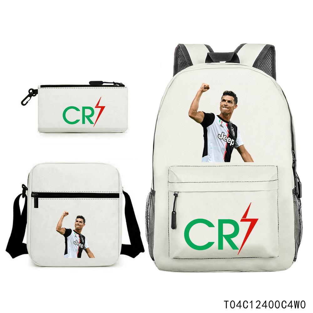 Luo Qixing Three-Piece Schoolbag, Male And Female Students Leisure Bag, Printed Large-Capacity Outdoor Backpack