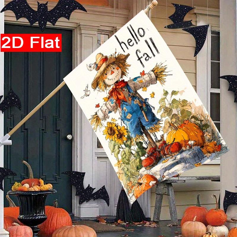1pc Autumn Dwarf Garden Flag Thanksgiving Autumn Pumpkin Maple Leaf Scarecrow Garden Flag_2 (1)- Outdoor Garden Flag Double-sided Home Decoration Cour