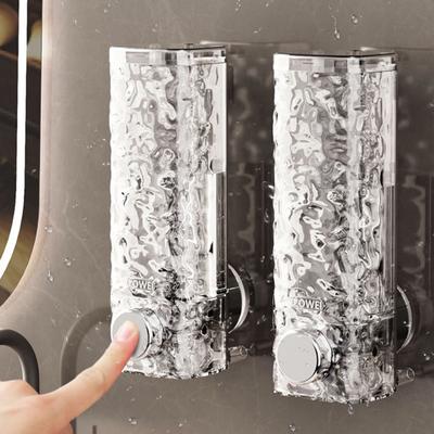 Suction Cup Soap Dispenser Push-Button Operation Wall-mounted Easy Installation Bathroom Liquid Dispenser