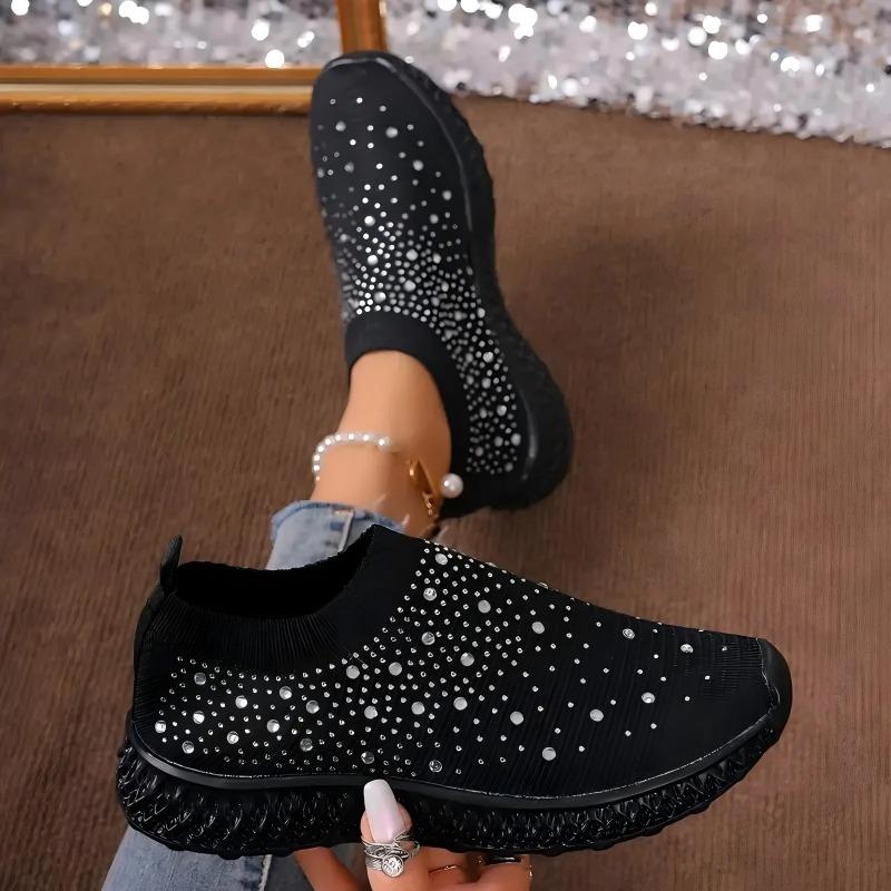Women's Shoes Luxury Crystal Casual Shoes Outdoor Light Walking Flats Comfortable Soft Bottom Loafers Breathable Women Sneakers