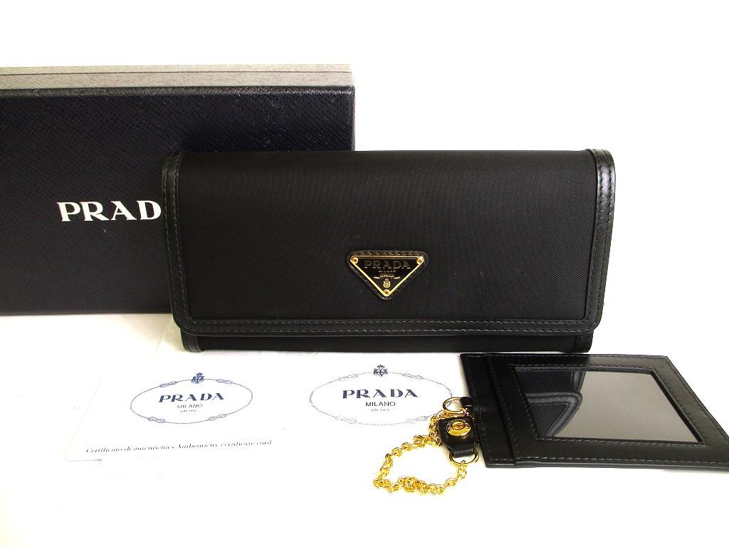 

Автентичний довгий гаманець PRADA з чорного нейлону та шкіри №9801, відремонтований
