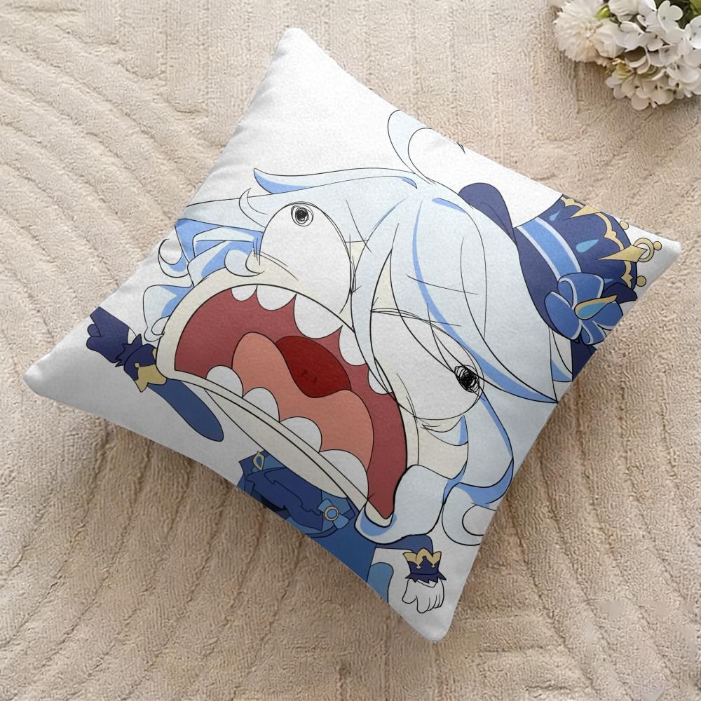 Furina Cute Genshin Impact Cushion Cover Silky Short Plush Invisible Zipper Dustproof Sofa Pillow Case For Home Decor