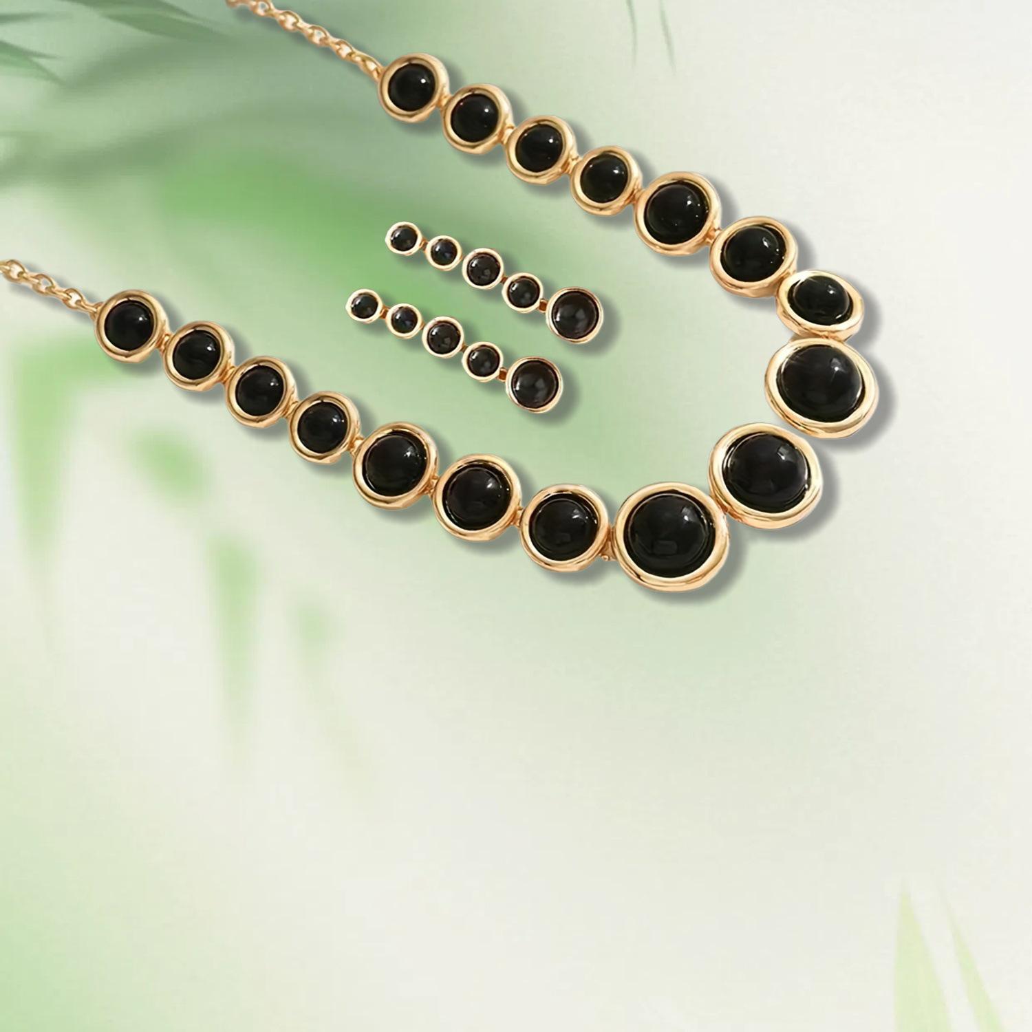 

International Fashion Women s Patchwork Pendant Earrings & Necklace Set with Clavicle Chain