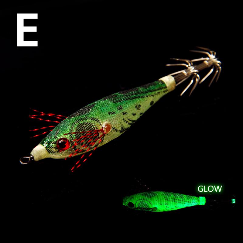1Pc 75mm 5.5G New Luminous Wood Shrimp Floating Squid Bait Artificial Bait Rocket Squid Wood Shrimp Lure Sea Fishing Lure