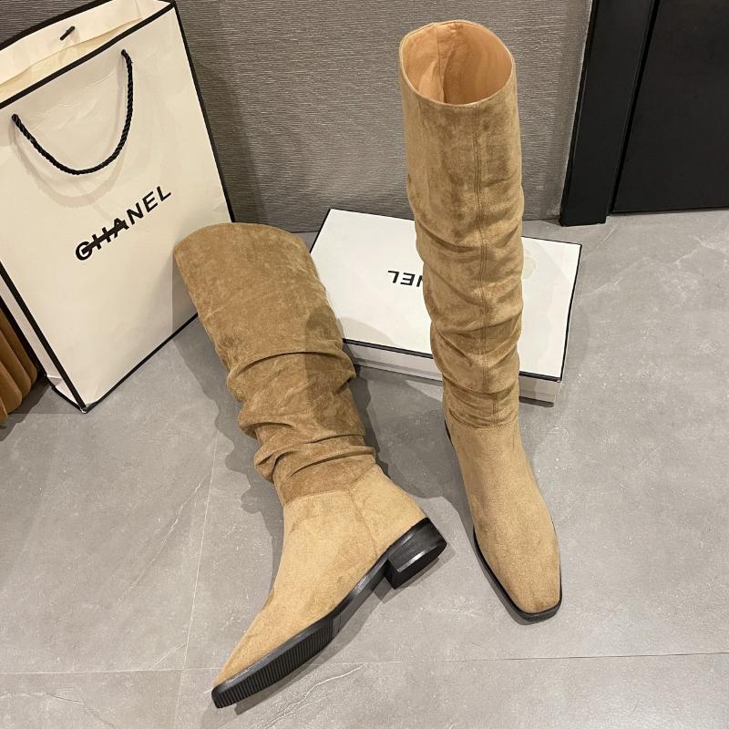 Street Style Pointed Toe Woman Western Cowboy Boots Fashion Slip On Low Heel Long Booties botas de inverno feminina 35 7640₽