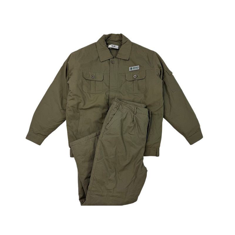 Autumn and Winter Thickened Pure Cotton State Grid Workwear, Thickened Cotton Thermal Suit, Cotton Jacket and Pants