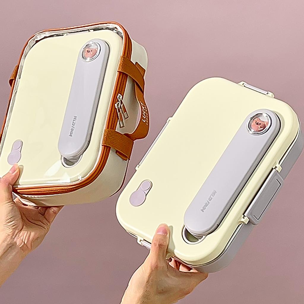 WORTHBUY Microwave 304 Stainless Steel Bento Lunch Box For Student 1500Ml Detachable Large Capacity Sealed Food Container Set
