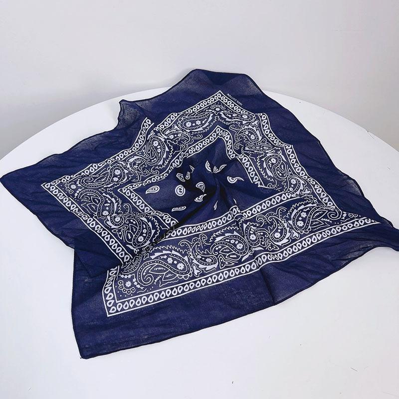 Quadratisches Tuch aus reiner Baumwolle Imitation Blaudruck Baumwoll-Taschentuch Kleines Seidentuch Retro Ethno Stil Schal Sommer Atmungsaktives Halstuch