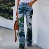 Ladies Casual Wide Leg Pants Straight Leg Pants Beltless High Waist Pants