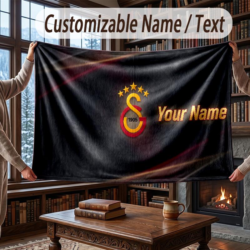 Custom Name Flannel Throw Blanket Galatasaray FC Pattern Warm Home Decoration