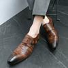 New Large-Sized British Chelsea Crocodile Print Pointed-Toe Leather Shoes Men'S Casual Hairstylist Trendy Shoes M129