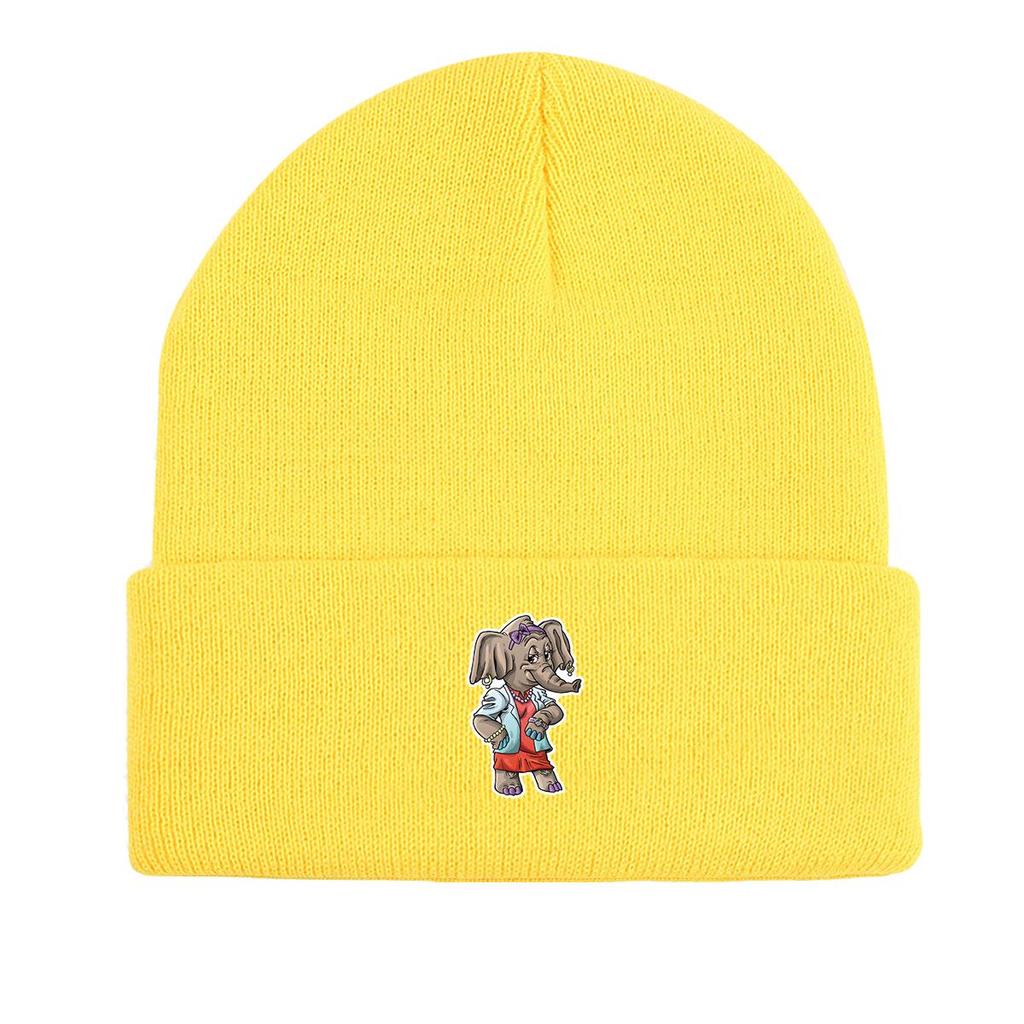 Elephant Winter Knitted Cap Beanie, Animal Skullies Beanies Versatile Slouchy Stylish Pompom Beanies Knit Hat Beanie