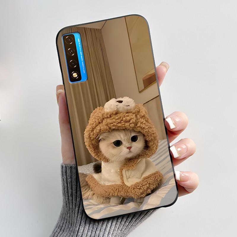 Casing For TCL 20 5G 20L+ 20S 20L Case Aesthetic Cute Cat Astronaut Black Soft Silicone Back Cover For TCL 20 Pro 5G Phone Case