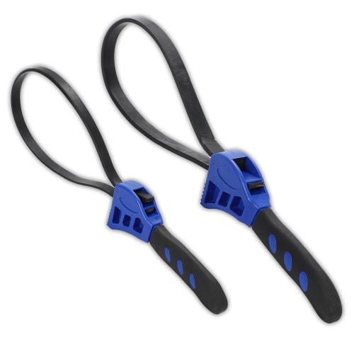 Rimikuru Rubber Belt Wrench, 150mm, 100mm, 2-Piece Set, Belt Wrench, Oil Filter Wrench, Adjustable Tool, Multi-Function Wrench (Blue)