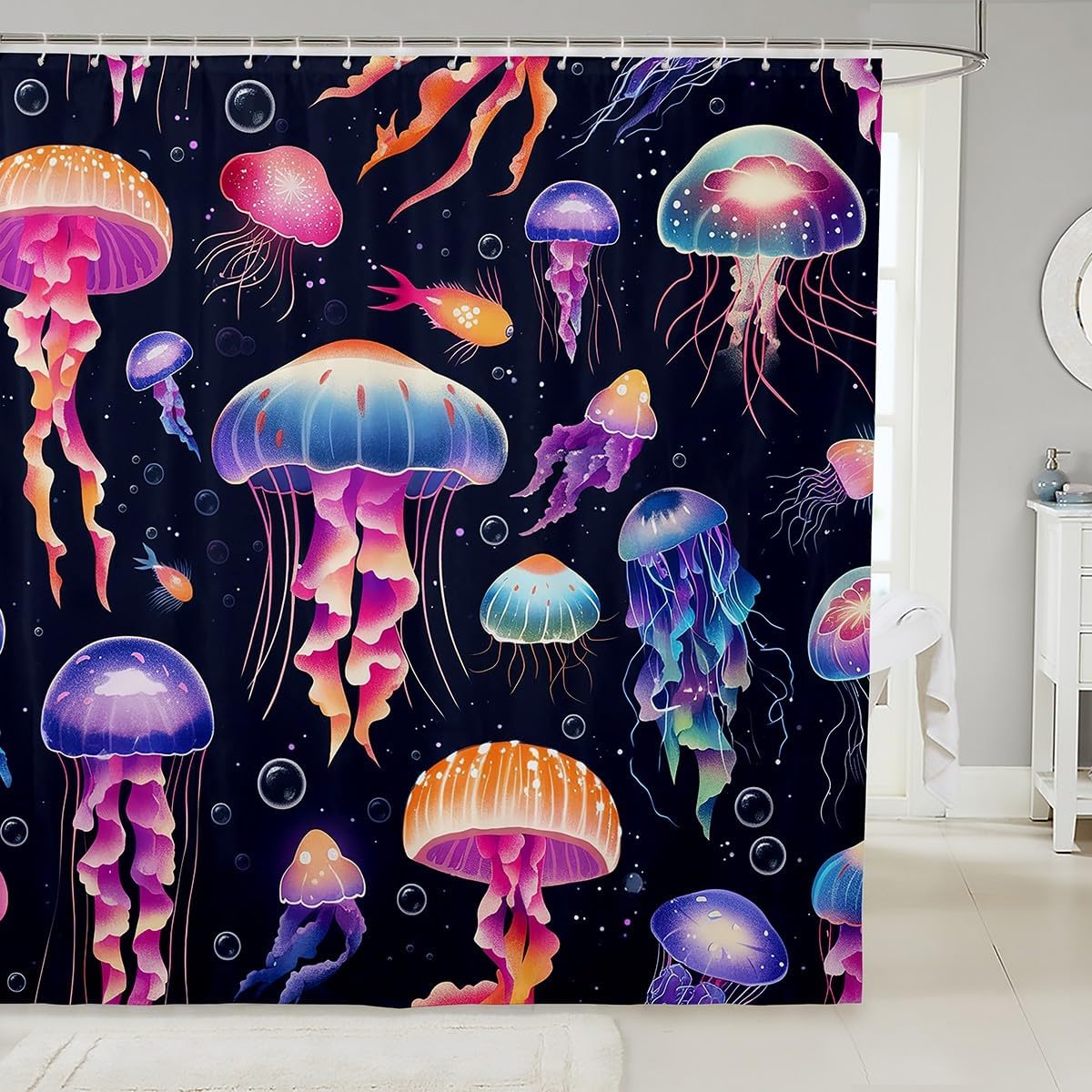 

Koi Fish Print Shower Curtain Japanese Style Bathroom Curtain, Summer Lotus Floral Bath Curtain Leaves Shower Curtain Set W60H190(CM)-1 Pcs