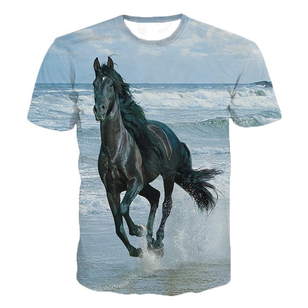 Summer hot selling trend cute 3D printed animal horse print pattern personalized casual comfortable T-shirt