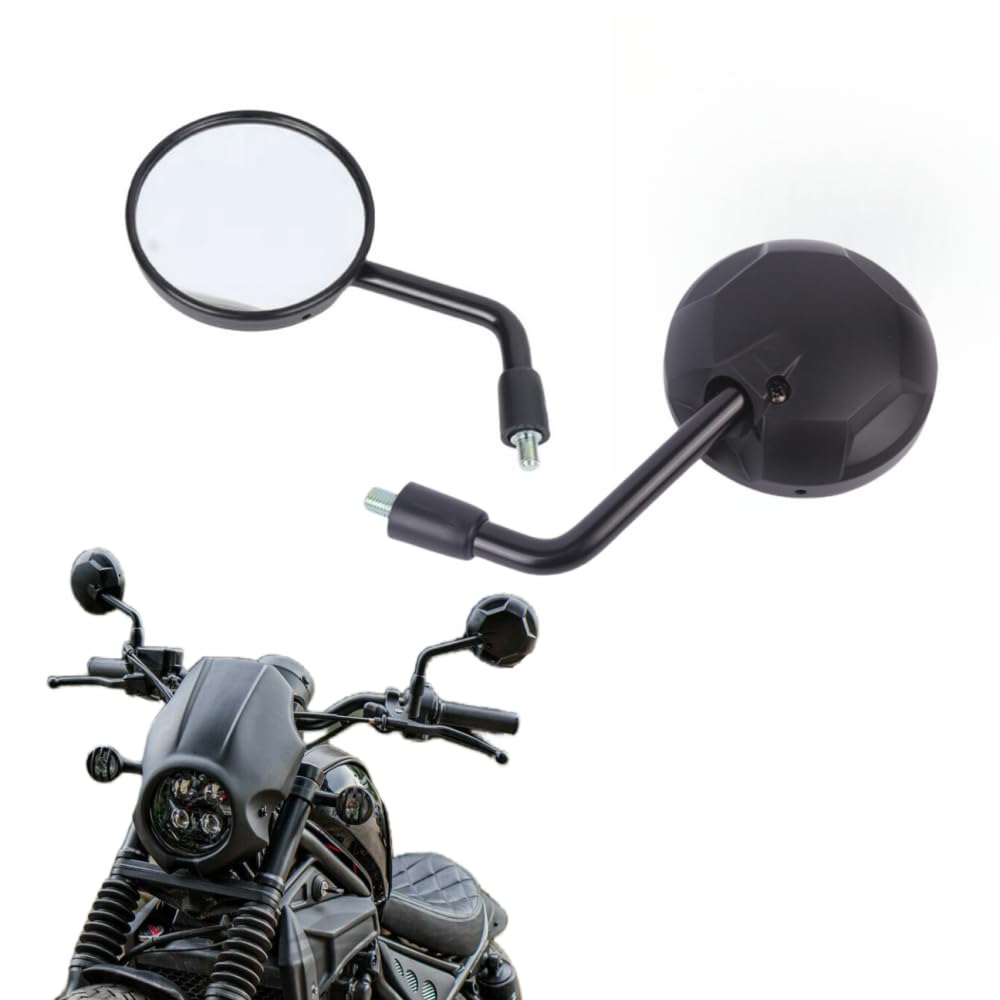

Universal Retro Cafe Racer Motorcycle 10mm Round Short Stay Left and Right Threads Nut Compatible with Rebel and Other Motorcycles Mirrors, Mirrors, чёрный