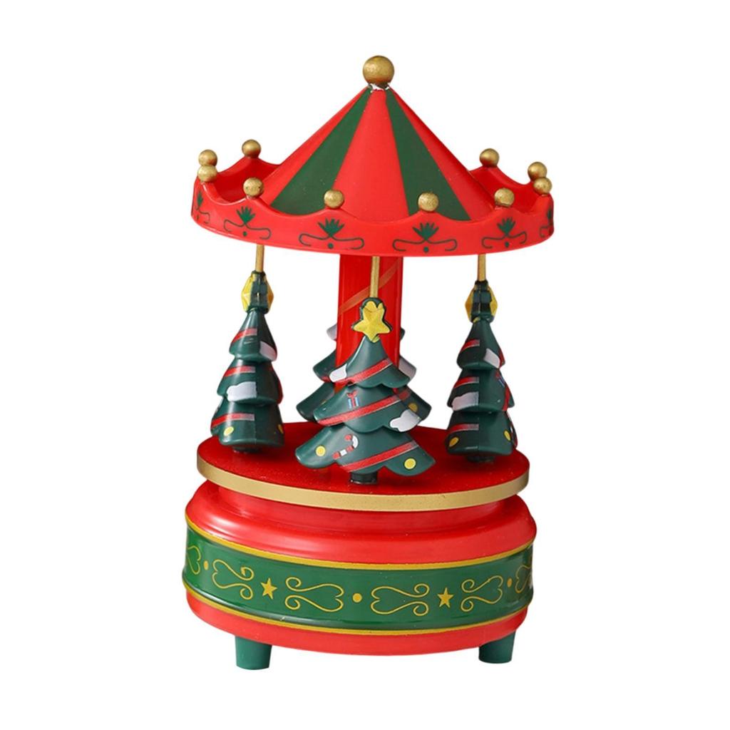 Christmas Carousel Music Box Decoration Multipurpose for Mom Grandmother Gift Lightweight 10.5x17.5cm Xmas Tree Design