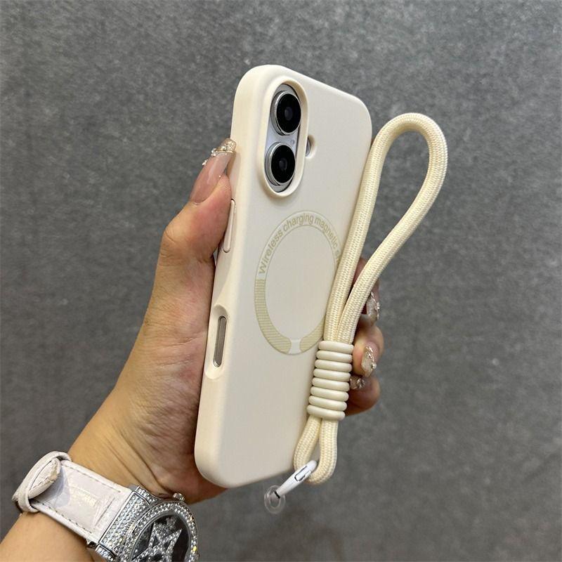 Liquid Silicone Magnetic Phone Case for Apple, Skin-Friendly Frosted, Fits 11/13/14/15/17 Pro Max, Personalized Design with Lanyard.