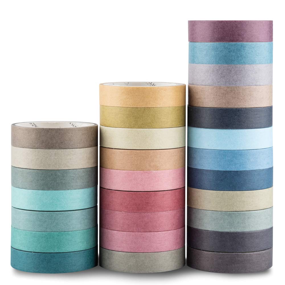 

Yubbaex Natural Color Washi Masking Tape 28 Decorative DIY Bullet Multicolor Set, Rolls, Tape, Crafts, Journal, Planner, Scrapbook, Wrapping,