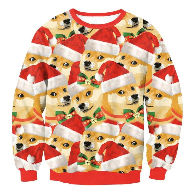 Tricou imprimat cu mânecă lungă cu grafic Moș Crăciun 3d Hanorac amuzant de Crăciun pentru bărbați Pulover Hanorace cu gât în ​​formă de O Îmbrăcăminte pentru bărbați supradimensionate