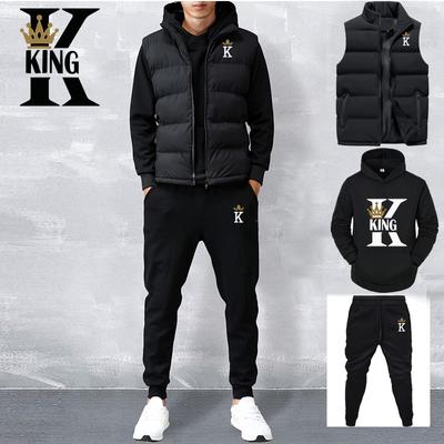 Survêtements pour Homme Sweat à Capuche + Gilet + Pantalon de Survêtement Ensemble 3 Pièces Hiver Chaud Vêtements Décontractés