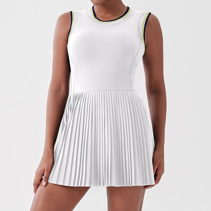 Womens Athletic Tennis Dress With Built-in Shorts Breathable Yoga Skirt Golf Running Fitness