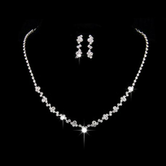 Bridal Jewelry Set: Angel Tear Drop Necklace & Earrings with Sparkling Rhinestone Zircon